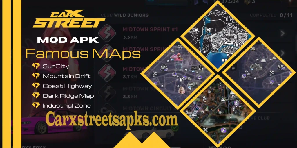CarX Street MOD APK Famous MAPs