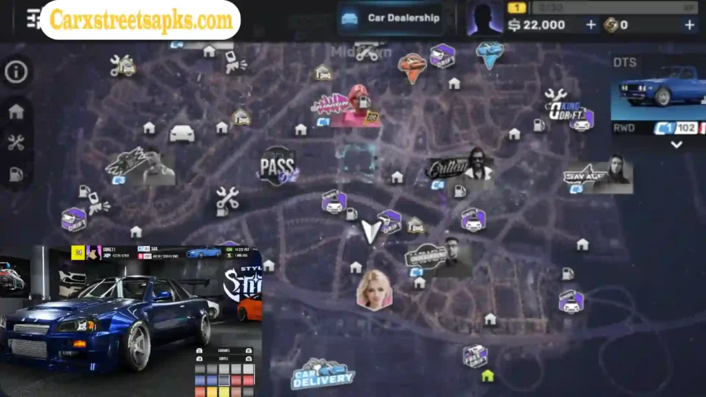 CarX Street MOD APK Famous MAPs unlimited everything